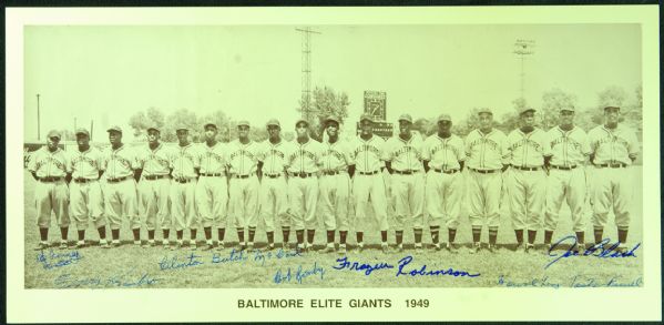 Negro League Multi-Signed Photos (2) with 9 Signatures including Buck Leonard