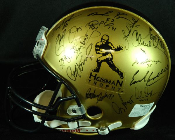 Heisman Trophy Winners Signed Full-Size Gold Helmet (28 Signatures) (Steiner)