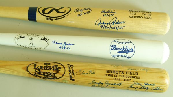 Brooklyn Dodgers Greats Multi-Signed Bats (3) (26 Signatures)