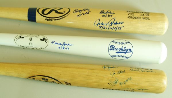 Brooklyn Dodgers Greats Multi-Signed Bats (3) (26 Signatures)