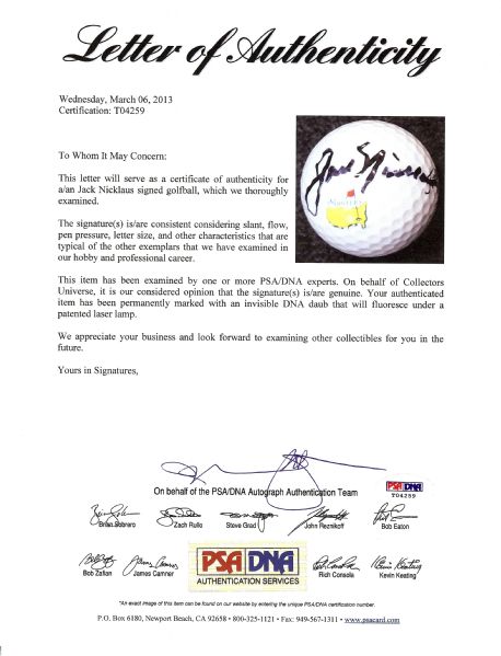 Jack Nicklaus & Arnold Palmer Signed Golf Balls (2) (PSA/DNA)