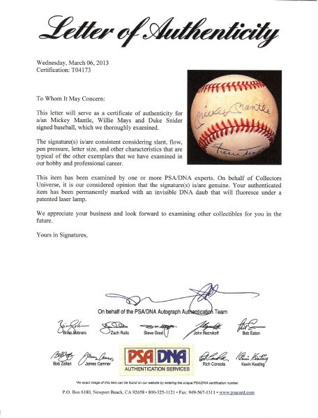 Mickey Mantle & Willie Mays Signed OAL Baseball (PSA/DNA)