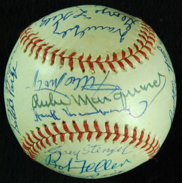 High-Grade 1971 HOF Induction Multi-Signed Baseball (25 Signatures) with Paige, Greenberg, DiMaggio, etc.