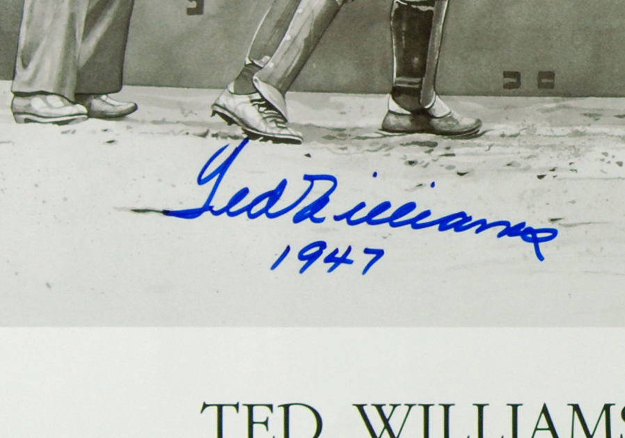 Ted Williams Autographed 1947 Triple Crown 25 x 23.5 Lithograph Artist  Proof by Lewis Watkins (JSA