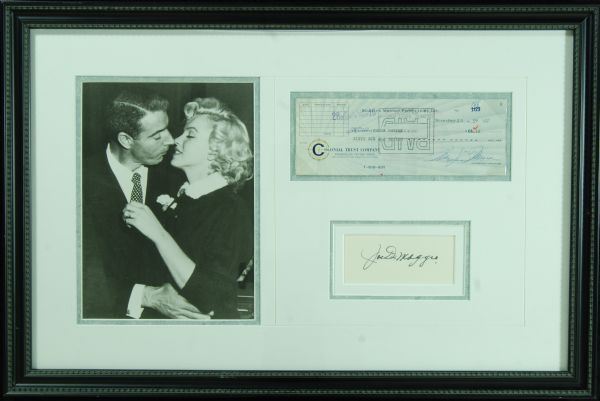 Marilyn Monroe Signed Check (1959) with Joe DiMaggio Cut Signature Display