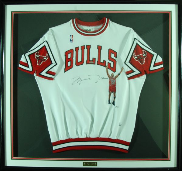 Michael Jordan Signed 1987-88 Chicago Bulls Hand-Painted Warm-Up Jersey (20/23) (UDA)