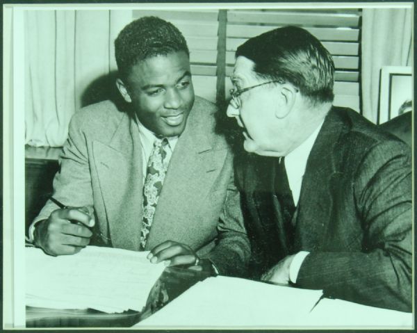 Jackie Robinson Signed Check (1972) with The Contract Photo in Frame