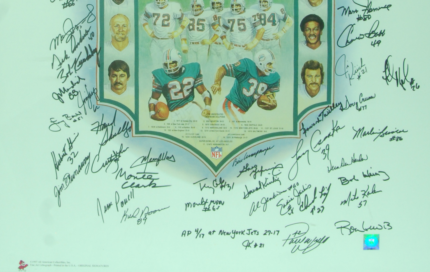 1972 Miami Dolphins Undefeated Team Autographed (Perfect Season