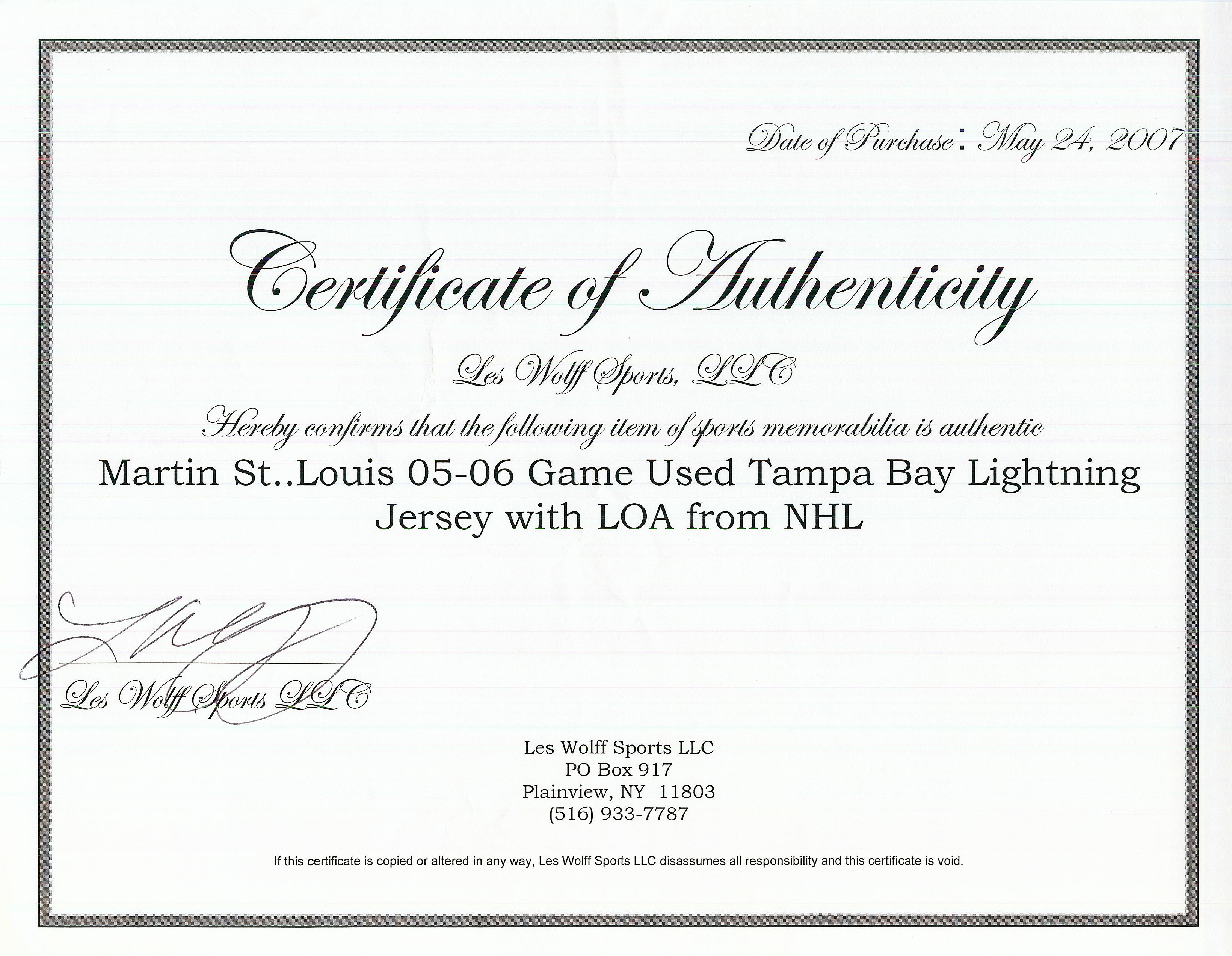 Lot Detail - Martin St. Louis 2005-06 Game-Used Tampa Bay Lightning Jersey  (MeiGray)