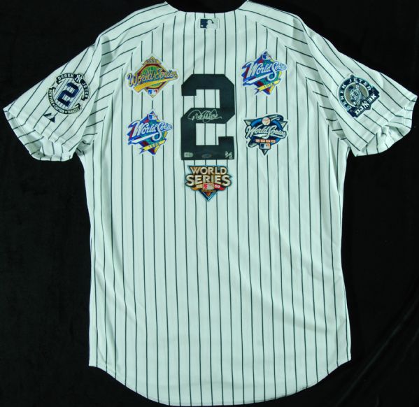 Lot Detail - Derek Jeter Signed World Series Patch Yankees Home Jersey  Hand-Numbered 2/2 (Steiner)