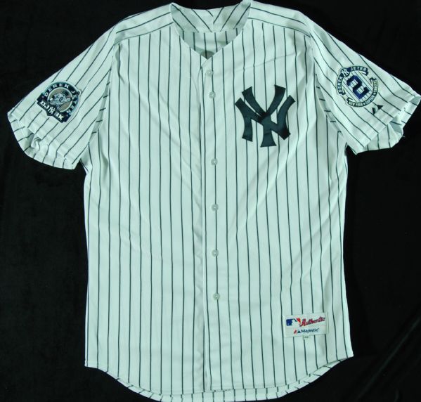 Derek Jeter Signed World Series Patch Yankees Home Jersey Hand-Numbered 2/2 (Steiner) 