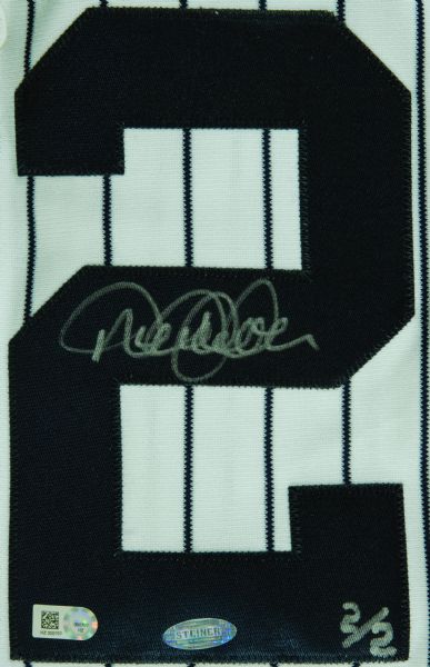 Derek Jeter Signed World Series Patch Yankees Home Jersey Hand-Numbered 2/2 (Steiner) 