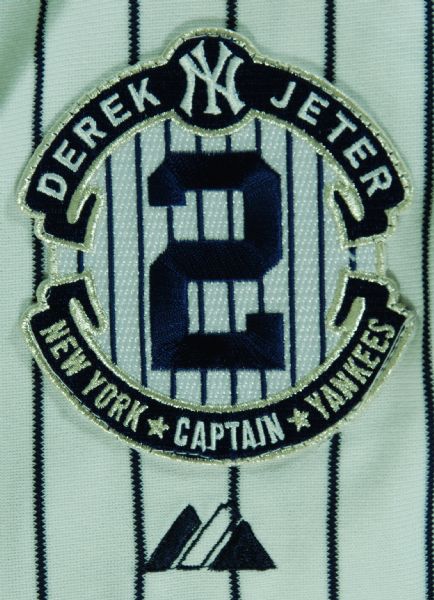 Derek Jeter Signed World Series Patch Yankees Home Jersey Hand-Numbered 2/2 (Steiner) 