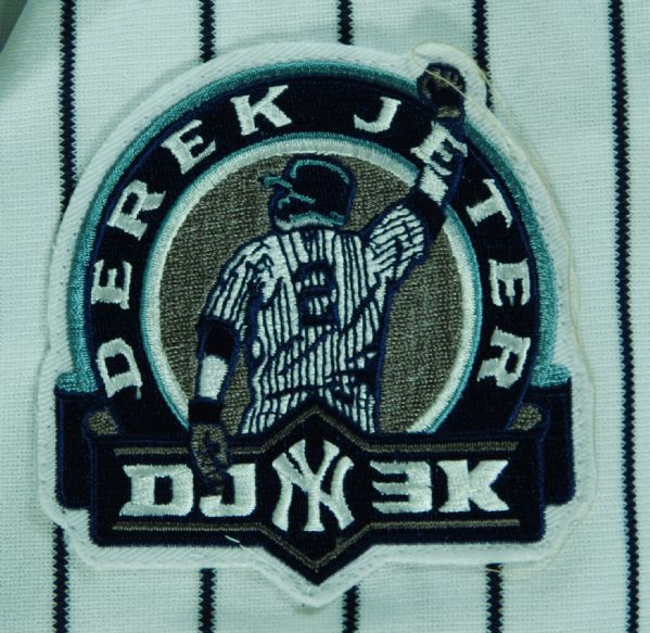 Derek Jeter Signed World Series Patch Yankees Home Jersey Hand-Numbered 2/2 (Steiner) 