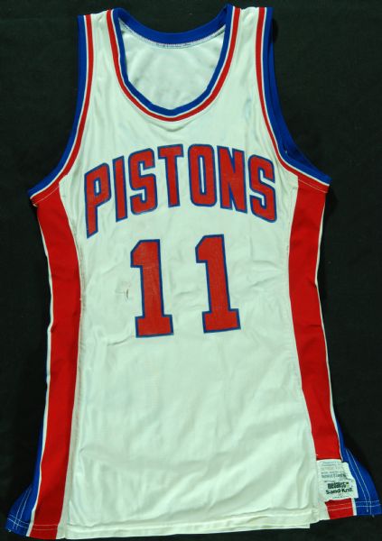 Isiah Thomas Signed Circa 1985 Game-Used Detroit Pistons Jersey Inscribed Game-Used!! (PSA/DNA)