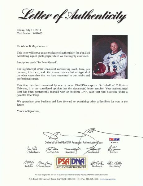 Neil Armstrong Signed 8x10 NASA Photo (PSA/DNA)