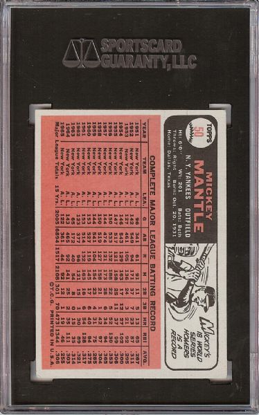 1966 Topps Mickey Mantle No. 50 SGC 5.5