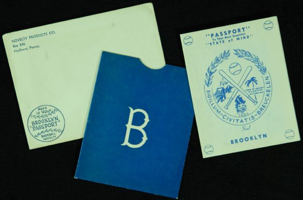 1955 Brooklyn Dodgers Passport Novelty Products with Original Envelope