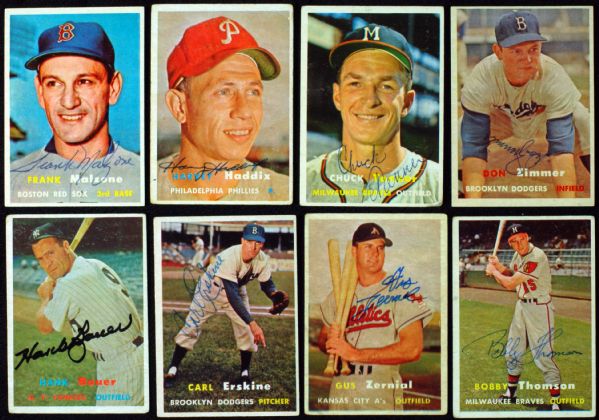 1957 Topps Baseball Signed Near Set (325/457) with 25 HOFers