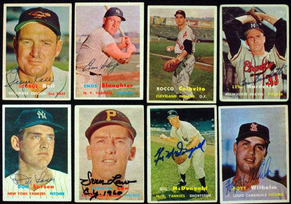 1957 Topps Baseball Signed Near Set (325/457) with 25 HOFers