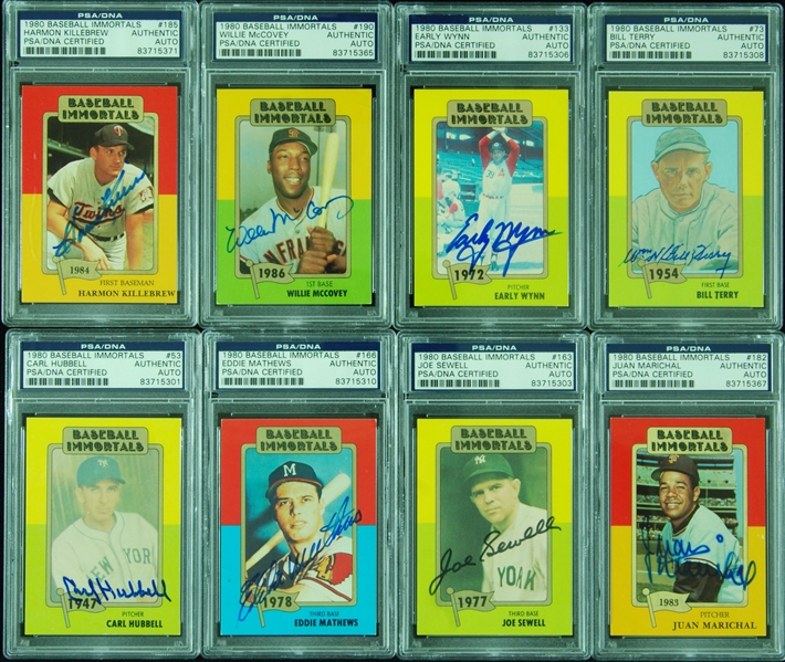 1980 Baseball Immortals Signed Near Set (55) (All PSA/DNA Slabbed)