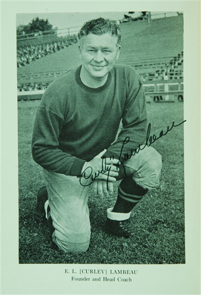 Curly Lambeau Signed Photo in The Green Bay Packers Book (JSA)