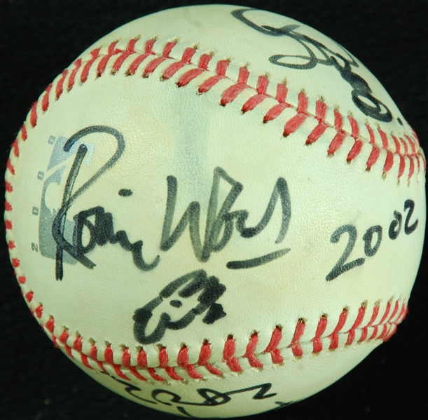 Rolling Stones Group-Signed OML Baseball Dated 2002 (4) (PSA/DNA)