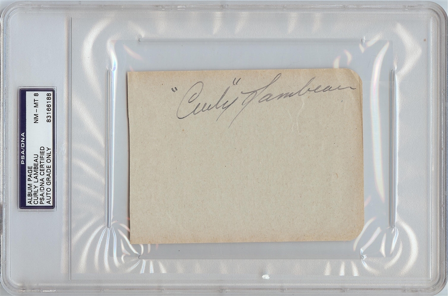 Curly Lambeau Signed Album Page (Graded PSA/DNA 8)