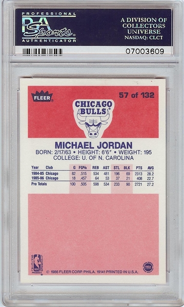 1986-87 Fleer Michael Jordan RC No. 57 PSA 9