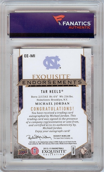 Michael Jordan Signed 2012-13 UD Exquisite Endorsements (69/99) (Fanatics)