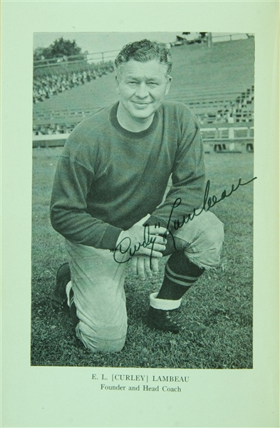 Curly Lambeau Signed Photo in The Green Bay Packers Book (JSA)