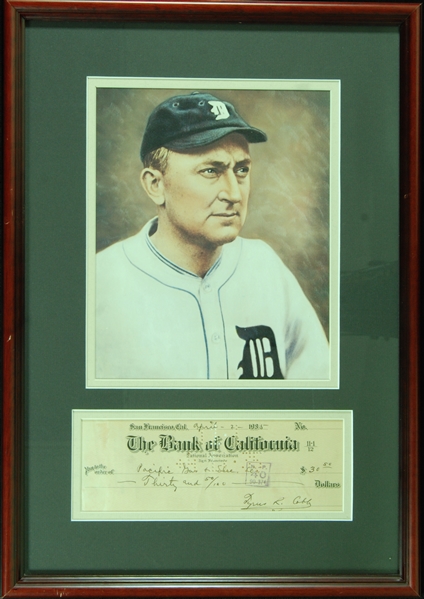 Ty Cobb Signed Oversized Check Display (April 2, 1935) (JSA)