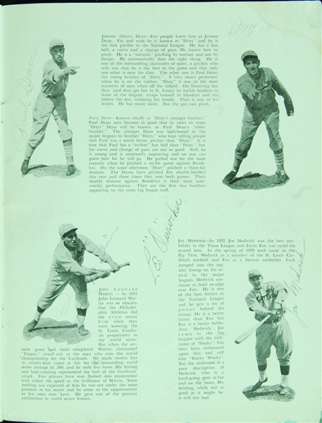 Babe Ruth, Cochrane, Dizzy Dean & Others Signed 1934 World Series Program (21) (JSA)