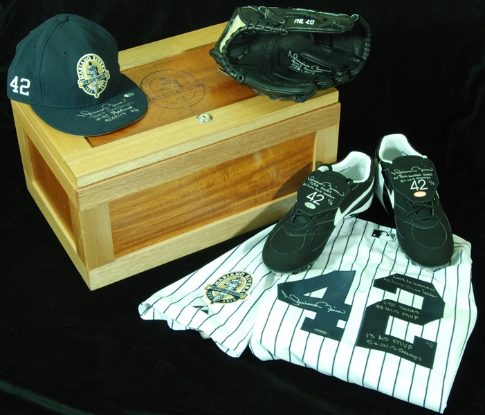 Mariano Rivera Signed Treasure Chest with Jersey, Cleats (2), Fielder's Glove, Cap (5 pieces) (6/8) (Steiner)