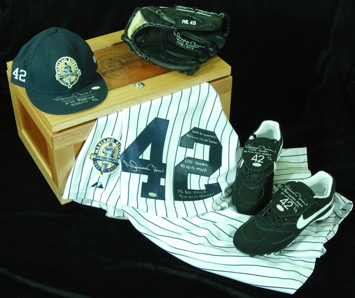 Mariano Rivera Signed Treasure Chest with Jersey, Cleats (2), Fielder's Glove, Cap (5 pieces) (6/8) (Steiner)