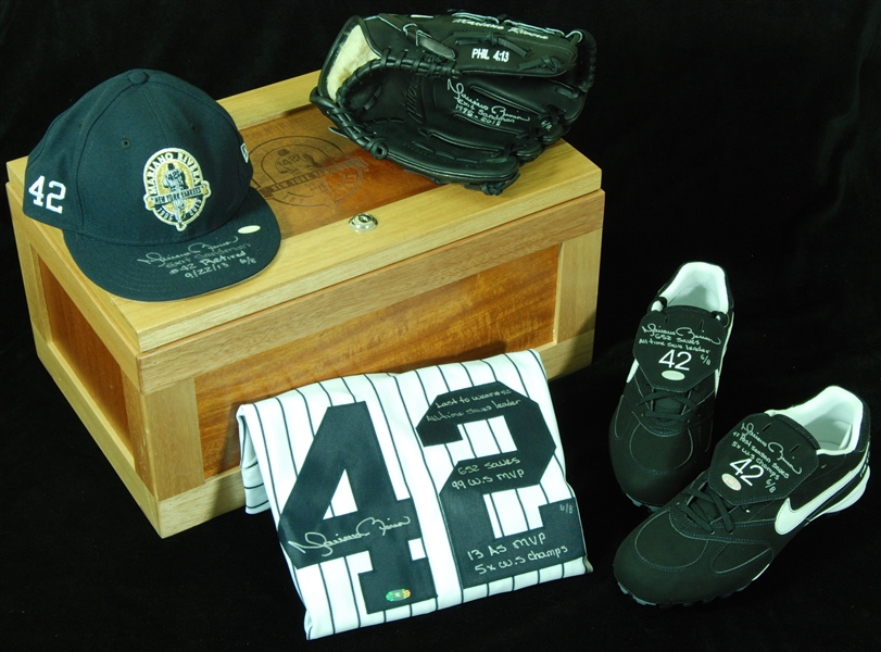 Mariano Rivera Signed Treasure Chest with Jersey, Cleats (2), Fielder's Glove, Cap (5 pieces) (6/8) (Steiner)