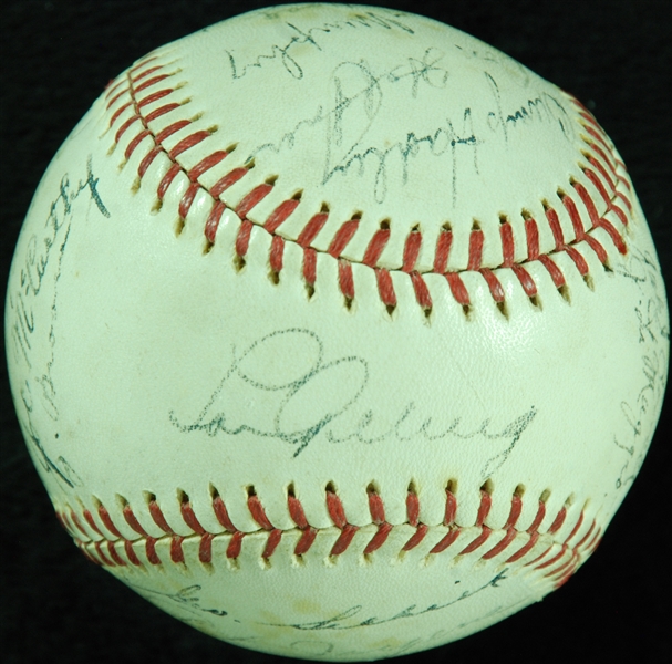 1936 New York Yankees World Champion Team-Signed OAL Baseball with Lou Gehrig, Lazzeri, DiMaggio (22) (JSA)