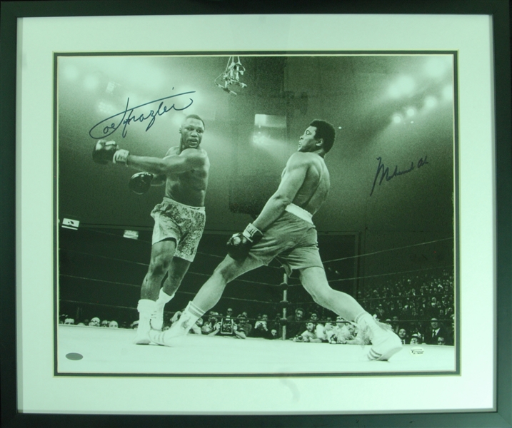 Muhammad Ali & Joe Frazier Signed 16x20 Framed Photo (Online Authentics) (Steiner)