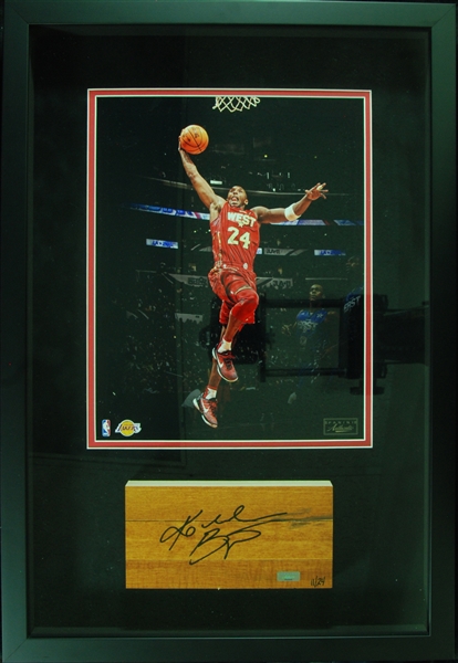 Kobe Bryant Signed 2001 NBA All-Star Game Floor Piece in Frame (11/24) (Panini)