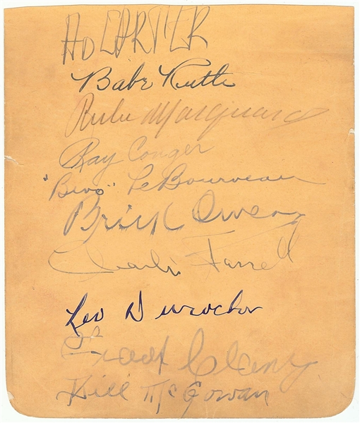 Babe Ruth & Others Multi-Signed Album Page (11) (PSA/DNA)