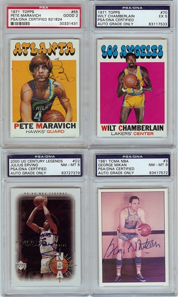 Extraordinary NBA 50 Greatest Players Complete Signed Card Collecton with Maravich, Jordan, Chamberlain (50)
