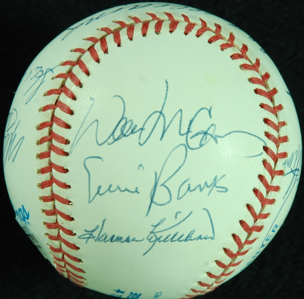 500 Home Run Club Multi-Signed ONL Baseball with Mantle, Williams, Aaron (11) (BAS)