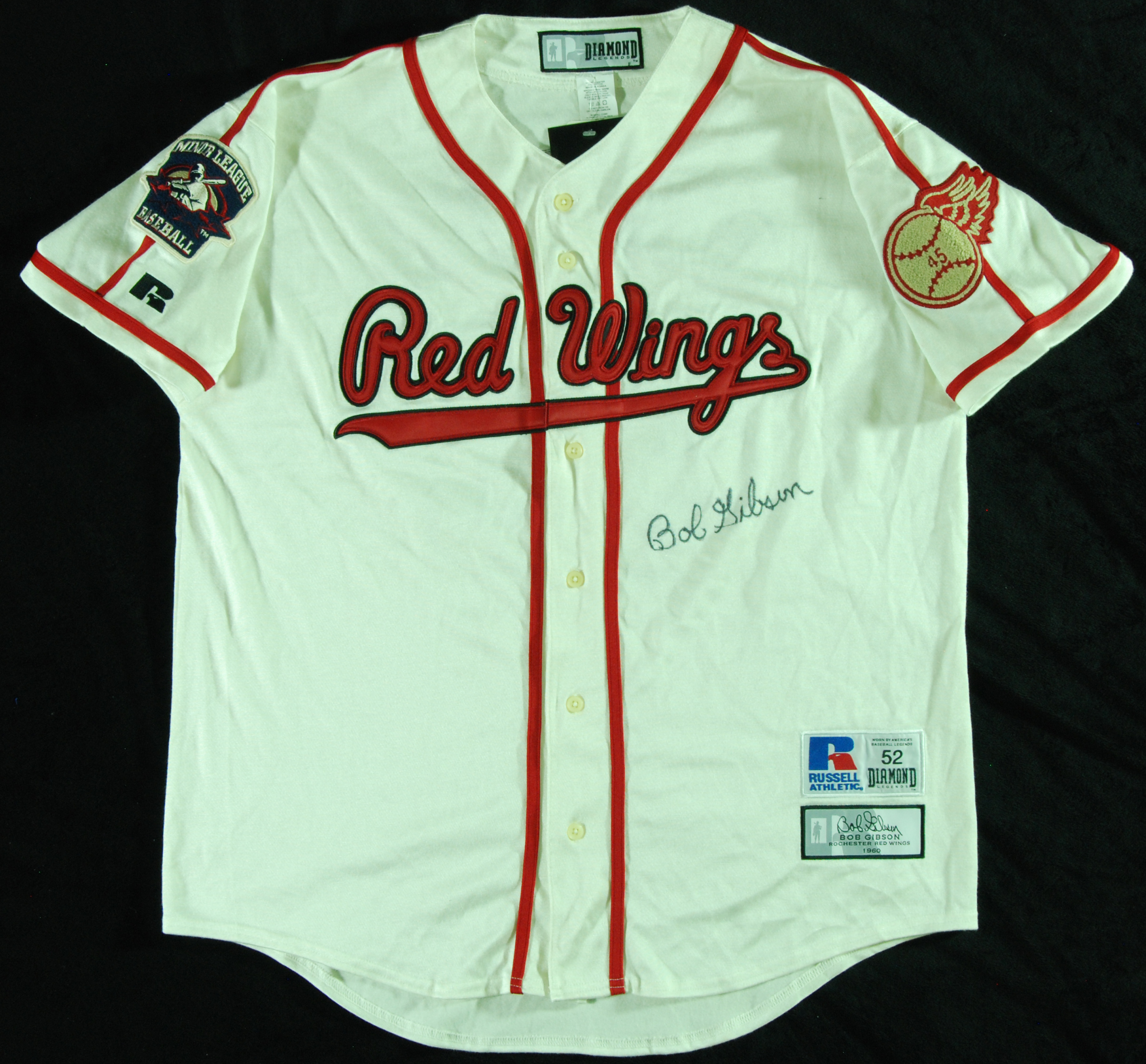 Lot Detail - Bob Gibson Signed Red Wings Minor League Jersey (BAS)
