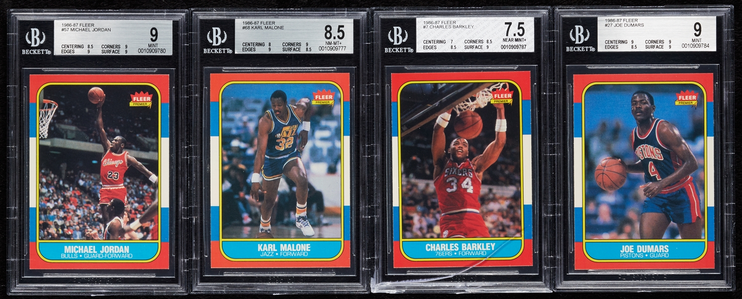 1986-87 Fleer Basketball Complete Set (132) with Stickers with Jordan RC BGS 9