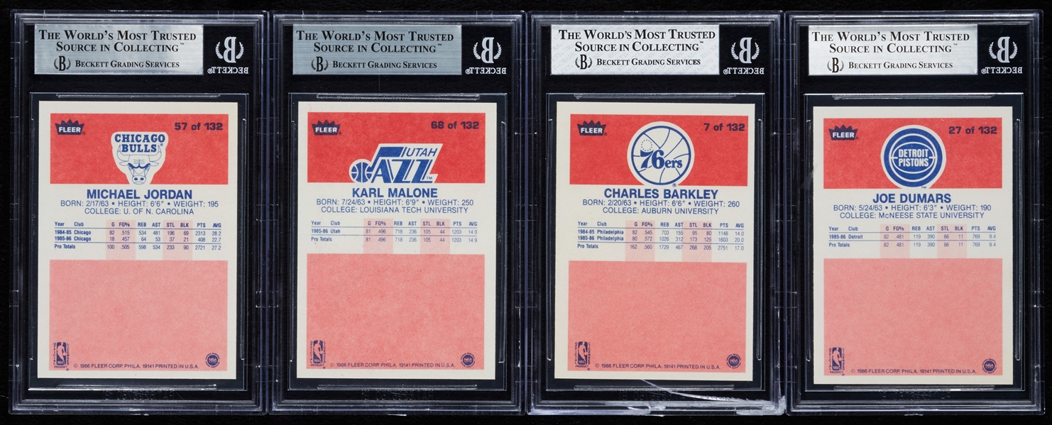 1986-87 Fleer Basketball Complete Set (132) with Stickers with Jordan RC BGS 9