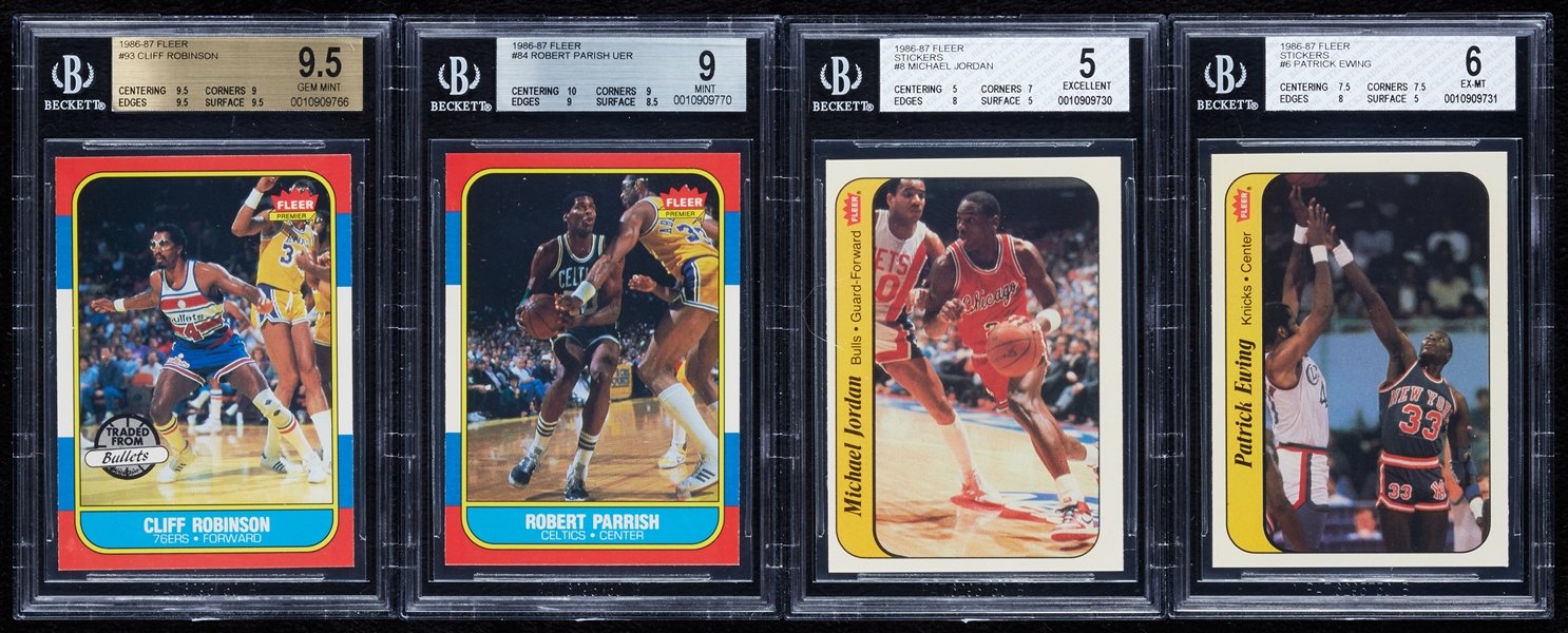 1986-87 Fleer Basketball Complete Set (132) with Stickers with Jordan RC BGS 9