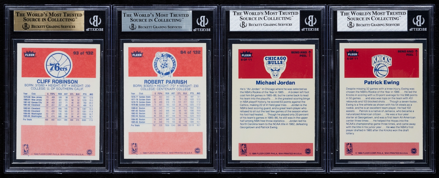 1986-87 Fleer Basketball Complete Set (132) with Stickers with Jordan RC BGS 9