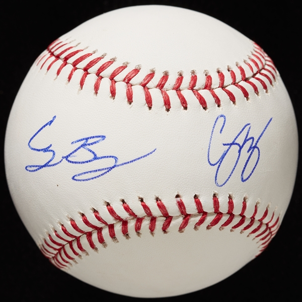 Corey Seager & Cody Bellinger Signed OML Baseball (MLB) (Fanatics)