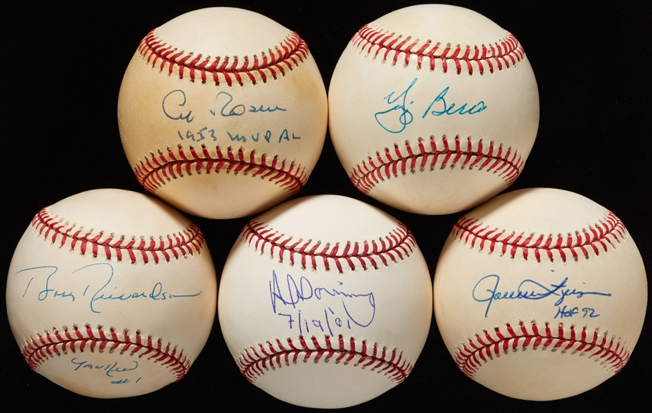 Single-Signed Baseball Group with Yogi Berra (5)