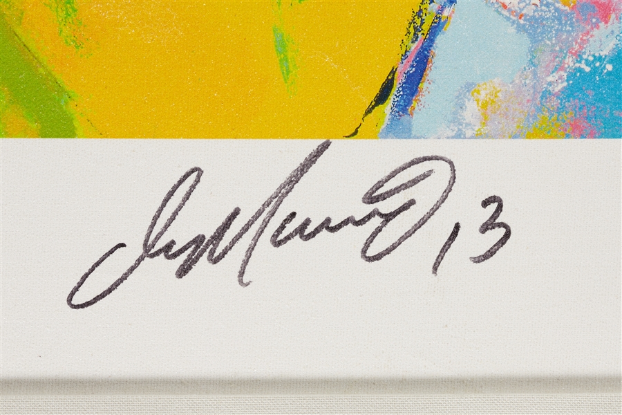 Quarterbacks of the Century Signed Canvas Print with Elway, Marino, Unitas, Montana (1/1 Artist's Proof) (Fanatics) 